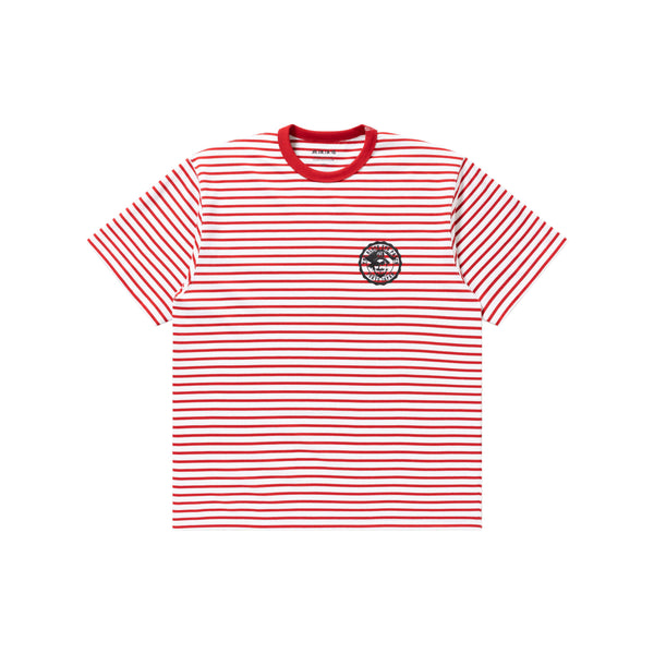 PIRATE LOGO STRIPRD TEE RED