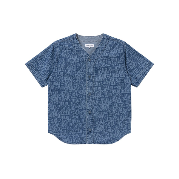STICKER COVERED DENIM BASEBALL SHIRTS INDIGO