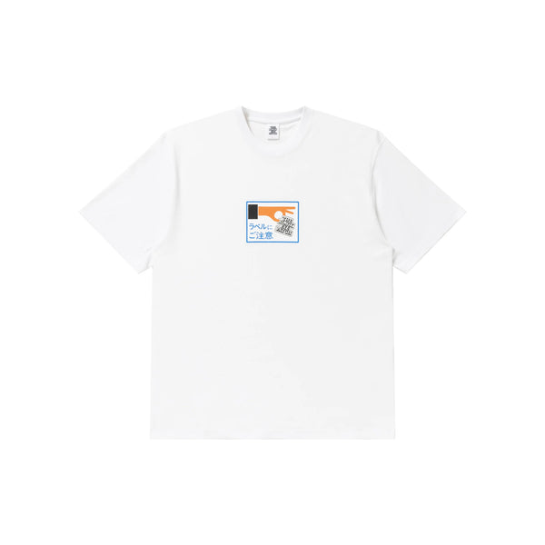 LABEL CAUTION TEE WHITE