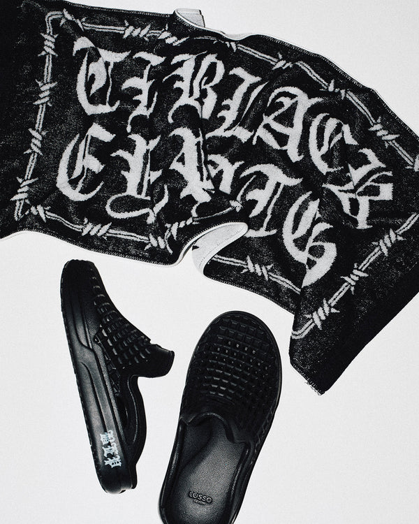 BARBED WIRE LOGO HAND TOWEL BLACK