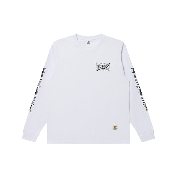 WIRED RIDER LOGO L/S TEE WHITE