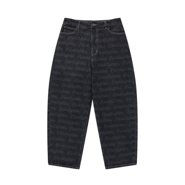FASTHAND SCRIPT PATTERNED EXTRA BAGGY JEANS BLACK