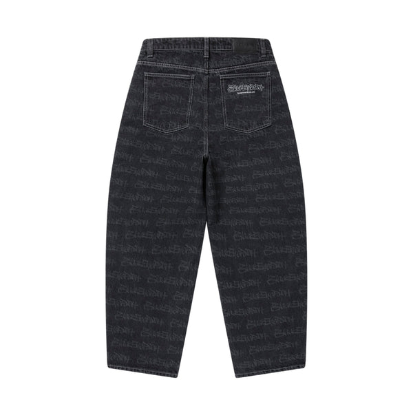 FASTHAND SCRIPT PATTERNED EXTRA BAGGY JEANS BLACK