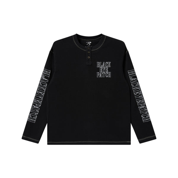 STENCIL LOGO HENLEY NECK L/S TEE BLACK