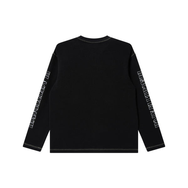 STENCIL LOGO HENLEY NECK L/S TEE BLACK