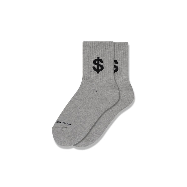DOLLAR SIGN SHORT SOCKS HEATHER GRAY