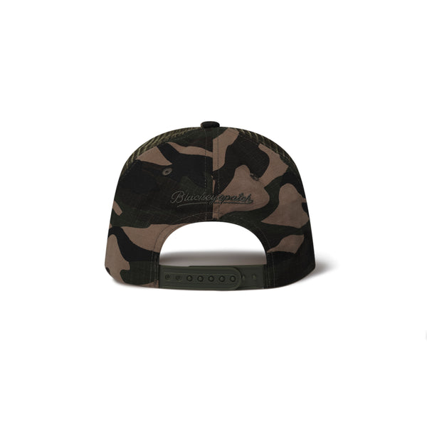 LEATHER PATCHED MESH CAP DARK CAMO