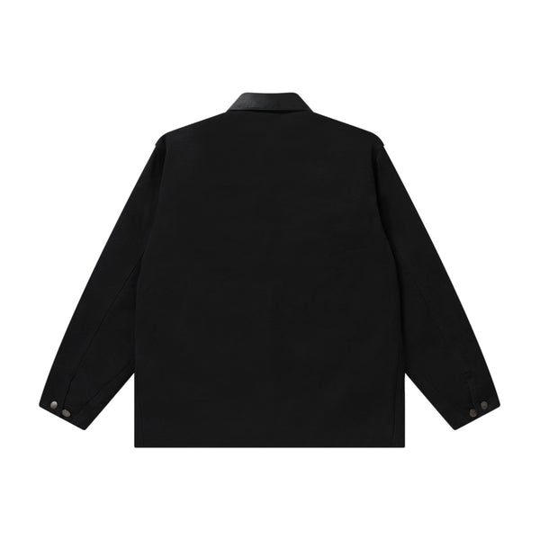 LEATHER PATCHED DUCK JACKET BLACK