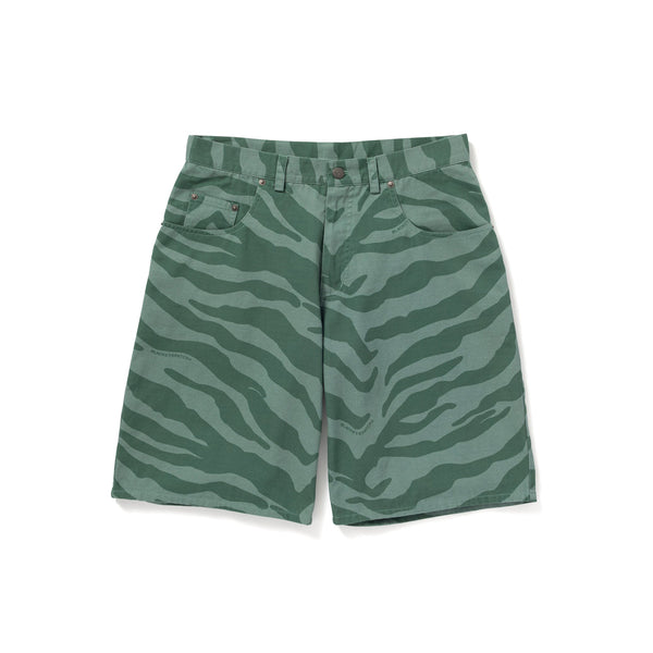 Green Zebra Striped Shorts