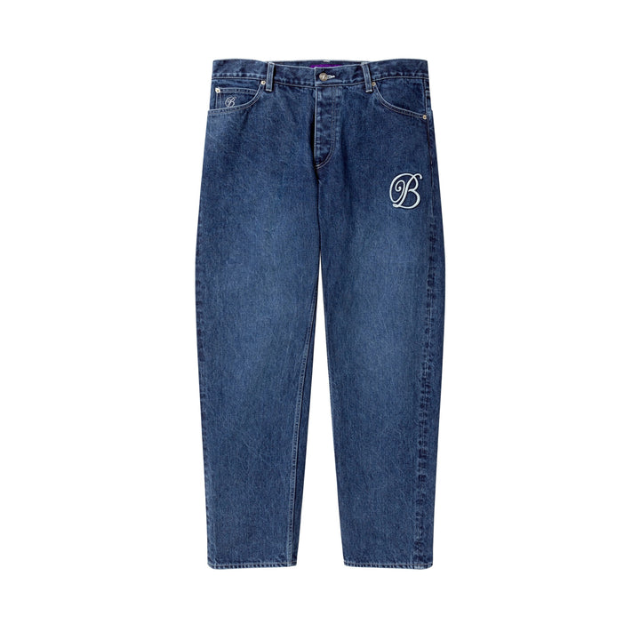 B EMBLEM EMBROIDERED DENIM PANTS
