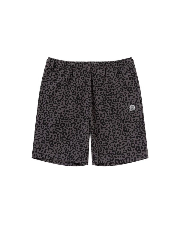 LEOPARD PATTERNED SWEAT SHORTS CHARCOAL