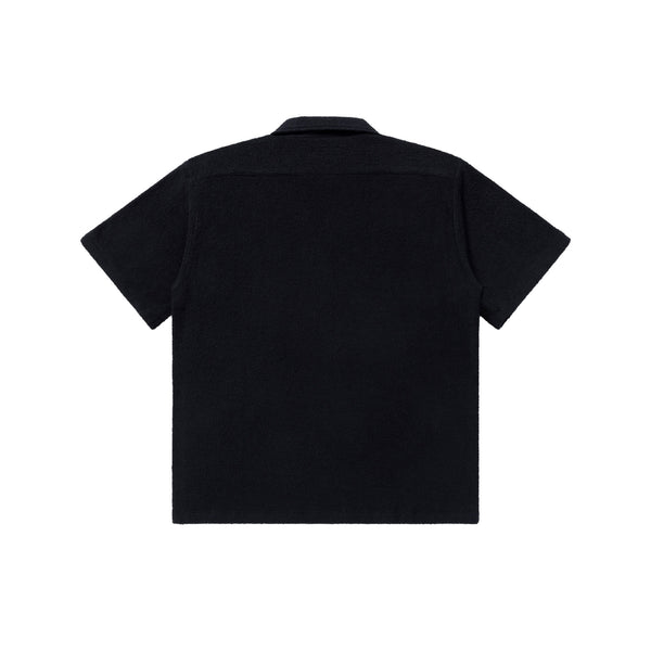 OG LABEL OPEN COLLAR S/S PILE SHIRT BLACK