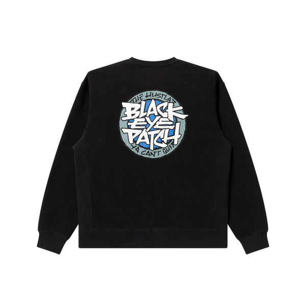 ROUGH HUSTLAZ LOGO CREW SWEAT BLACK