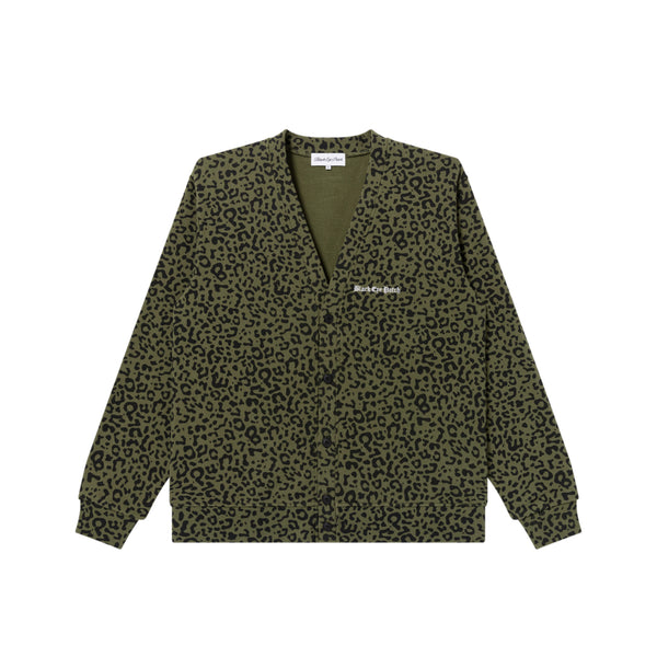 OE LOGO LEOPARD PATTERNED CARIDIGAN