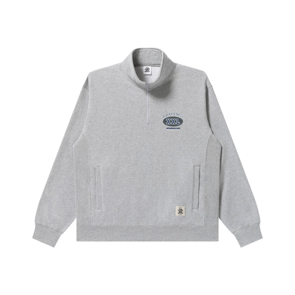 BUSINESS SIZE HALF ZIP SWEAT HEATHER GRAY