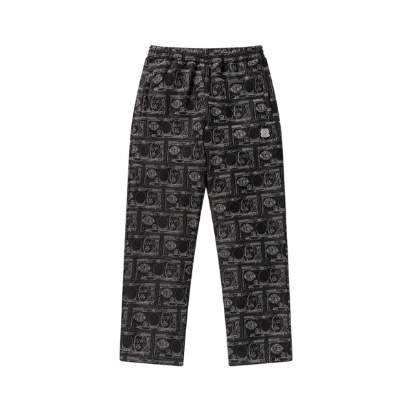YUKI CHIBA "億万長者" FAUX SUEDE TRACK PANTS BLACK