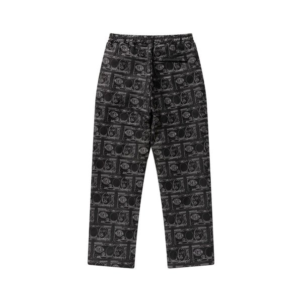 YUKI CHIBA "億万長者" FAUX SUEDE TRACK PANTS BLACK
