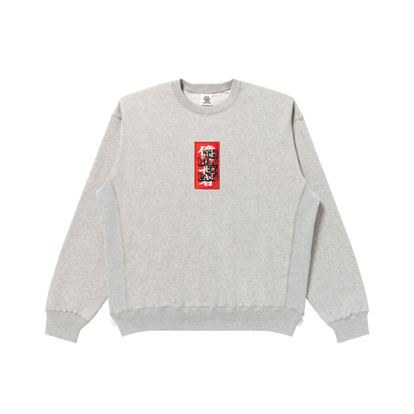 YUKI CHIBA "億万長者" HWC LABEL CREW SWEAT HEATHER GRAY