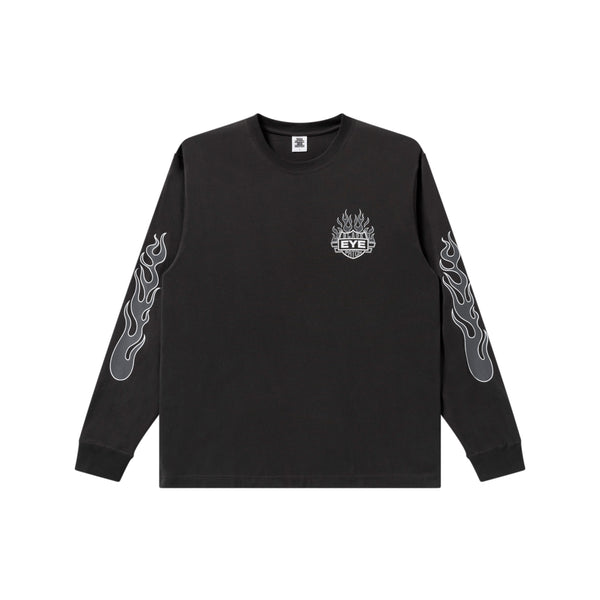 FLAME RIDER LOGO L/S TEE CHARCOAL