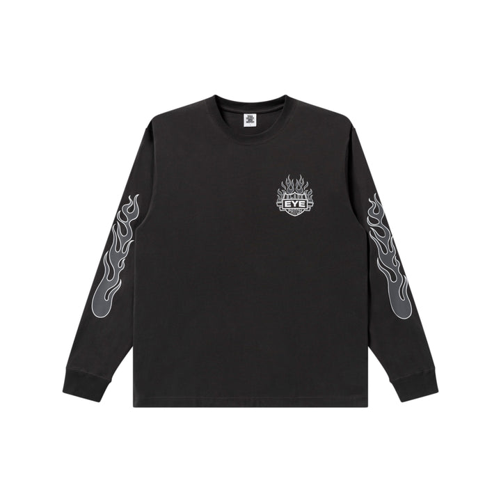 FLAME RIDER LOGO L/S TEE CHARCOAL