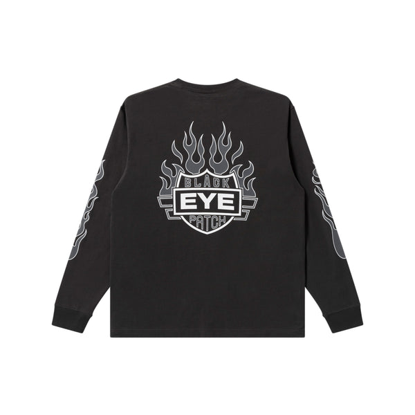 FLAME RIDER LOGO L/S TEE CHARCOAL
