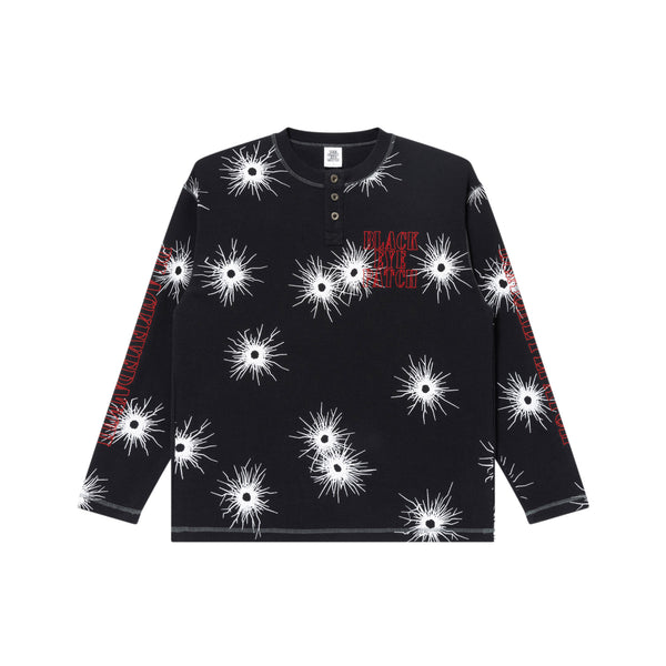 GUNSHOT STENCIL HENLEY NECK L/S THERMAL BLACK