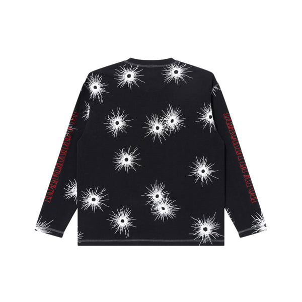 GUNSHOT STENCIL HENLEY NECK L/S THERMAL BLACK