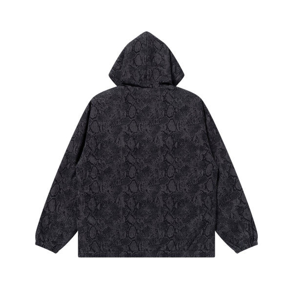 SMALL OG PYTHON PATTERNED HOODED JACKET BLACK