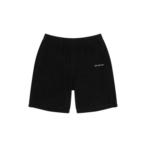 SCRIPT LOGO VELOUR SHORTS BLACK