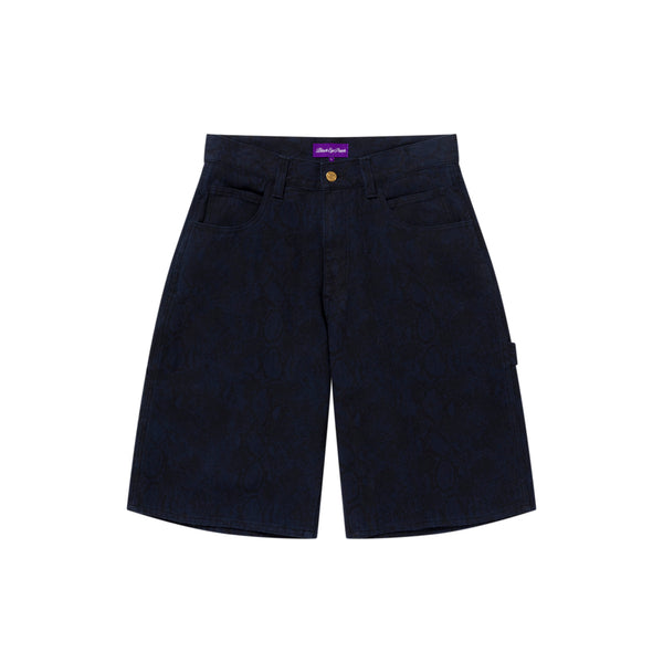 PYTHON PATTERNED BAGGY DUCK SHORTS NAVY