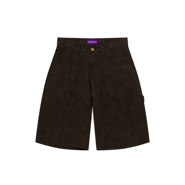 PYTHON PATTERNED BAGGY DUCK SHORTS OLIVE