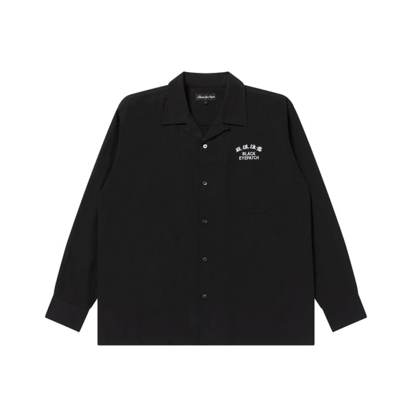HWC EMBROIDERED OPEN COLLARED L/S SHIRT BLACK