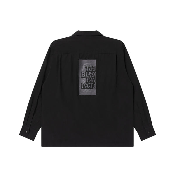 HWC EMBROIDERED OPEN COLLARED L/S SHIRT BLACK