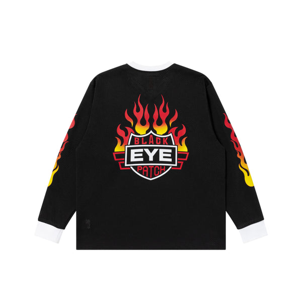 FLAME RIDER LOGO V NECK L/S GAME SHIRT BLACK