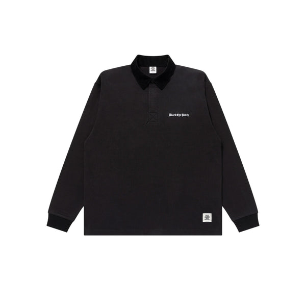 OE LOGO CORDUROY COLLARED RUGBY SHIRT BLACK