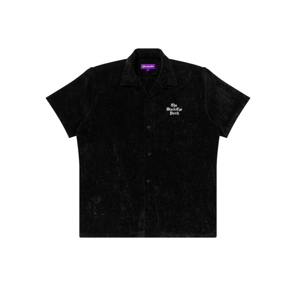 BEP TIMES OPEN COLLARED VELOUR S/S SHIRT BLACK