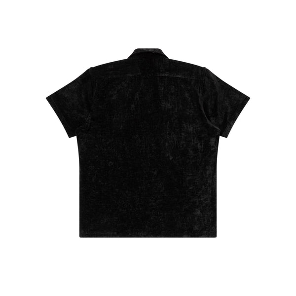 BEP TIMES OPEN COLLARED VELOUR S/S SHIRT BLACK