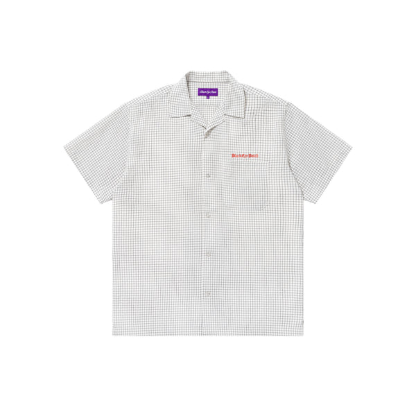 GRID CHECKED OPEN COLLARED S/S SHIRT WHITE