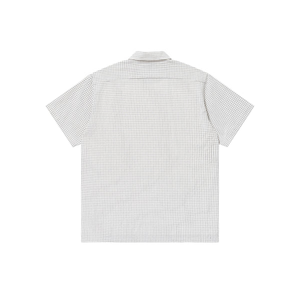 GRID CHECKED OPEN COLLARED S/S SHIRT WHITE