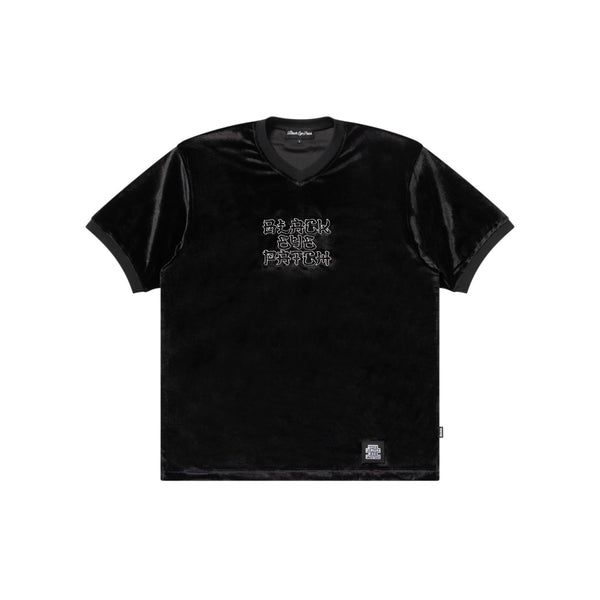 KANJI LOGO V NECK VELOUR PULLOVER TEE BLACK