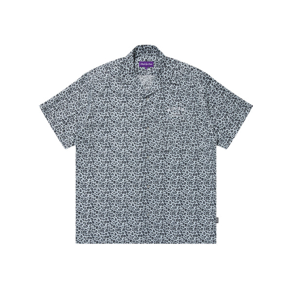 LEOPARD HWC OPEN COLLARED S/S SHIRT GRAY