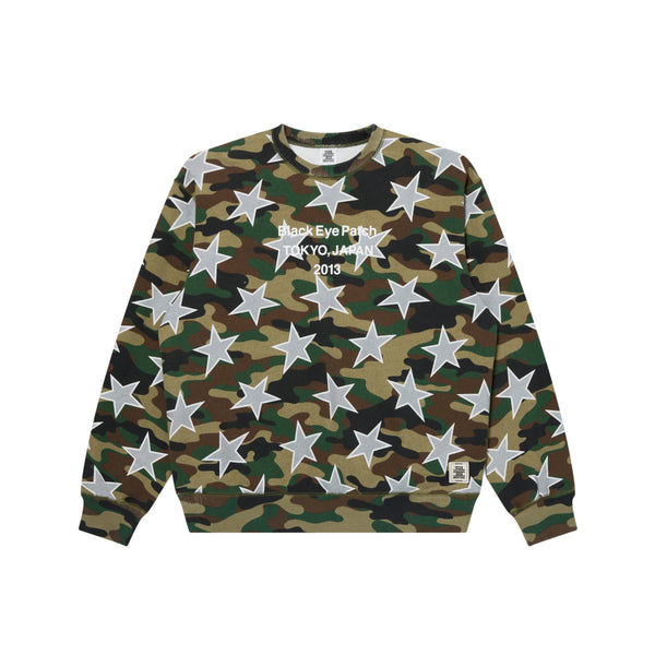 STAR PATTERNED BRAND ORIGIN CREW SWEAT WOODLAND CAMO