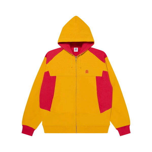 SMALL OG 2 TONE ZIP HOODIE MUSTARD/RED