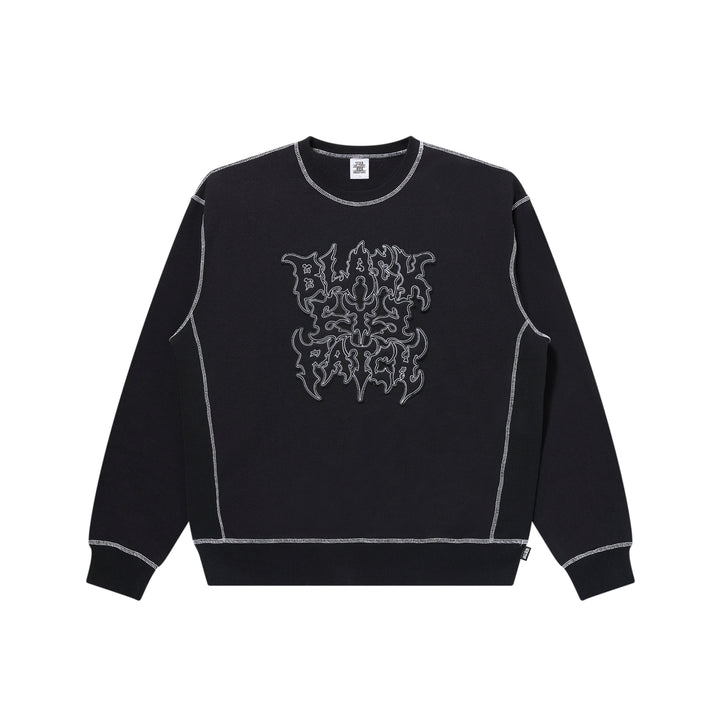METAL LOGO STITCHED CREW SWEAT BLACK/WHITE