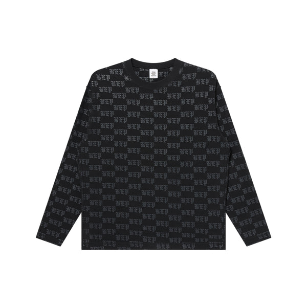 3 LETTER OE PATTERNED THERMAL L/S TEE BLACK
