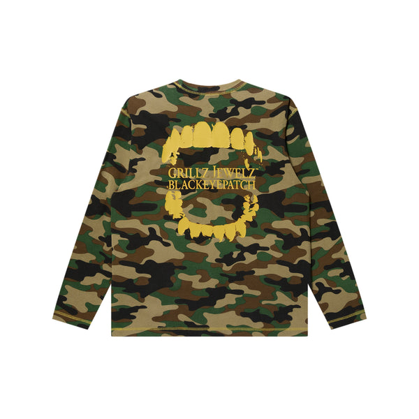 GRILLZ JEWELZ GOLDTEETH THERMAL L/S TEE WOODLAND CAMO