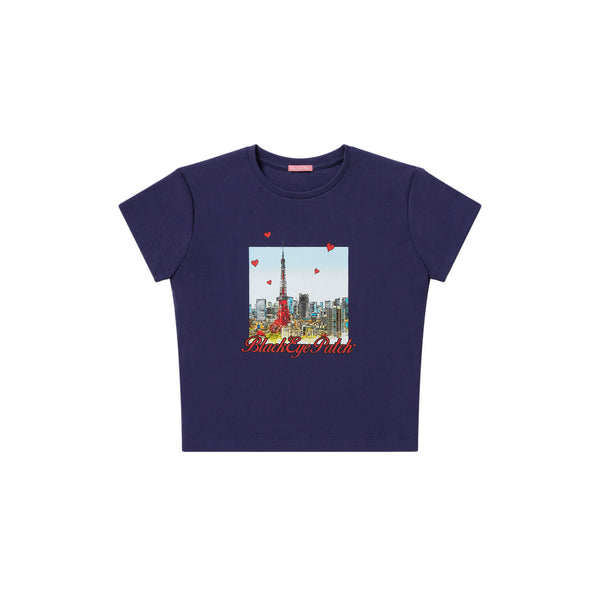 TOKYO SKETCH BABY TEE NAVY