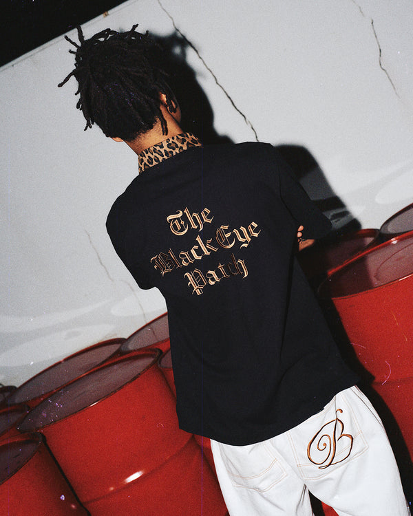 BEP TIMES LEOPARD COLLARED RUGBY SHIRT BLACK