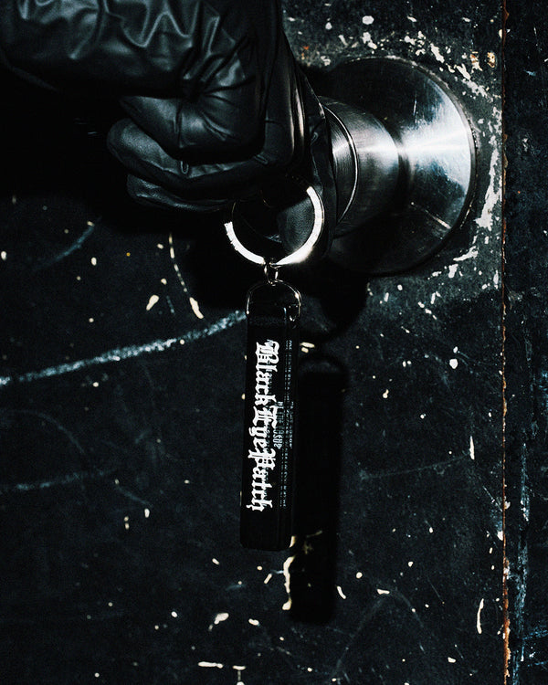 BLACKLETTER ACRYLIC HOTEL KEYCHAIN BLACK