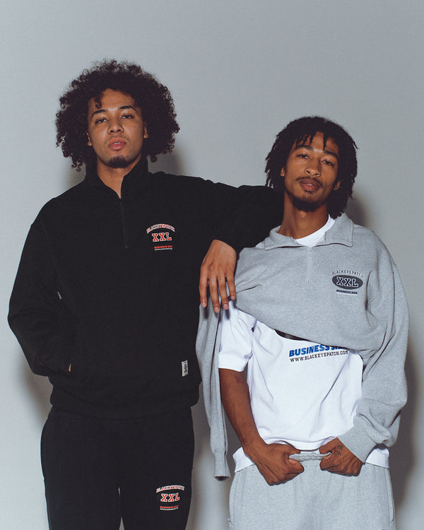 BUSINESS SIZE HALF ZIP SWEAT HEATHER GRAY